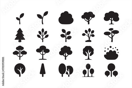 Vector illustration of trees and plants symbolizing environmental conservation