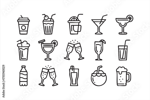 Coffee and cocktail vector collection for cafe branding and menu illustration