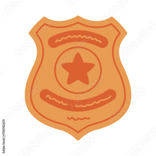 Metal Badge or Shield as Police Equipment and Professional Policeman Object Vector Illustration