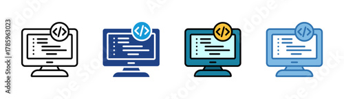 Code Development icon set multiple style collection