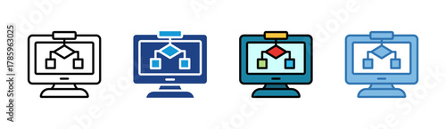 Process Mapping icon set multiple style collection