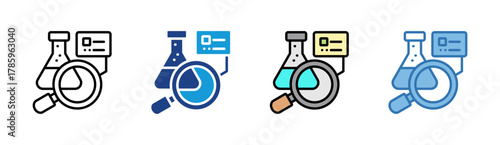 Research Analysis icon set multiple style collection