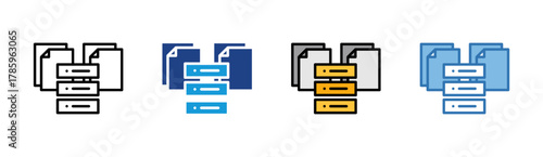 File Storage icon set multiple style collection