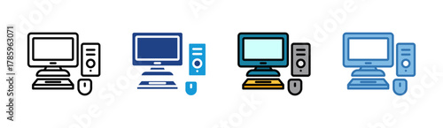 Computer System icon set multiple style collection