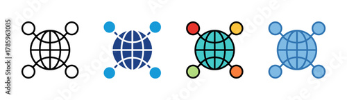 Global Connection icon set multiple style collection