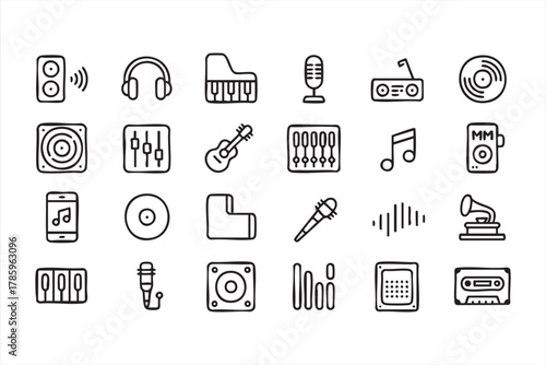 Simple line and solid beach umbrella symbols in vector design