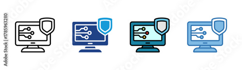 Cyber Protection icon set multiple style collection