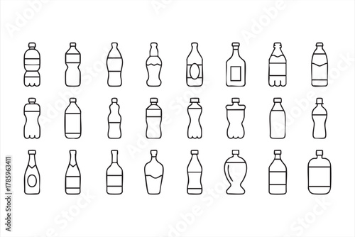 Modern beverage container icons for eco packaging and sustainability themes