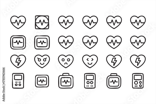 Simple health and wellness icon set in clean vector outline