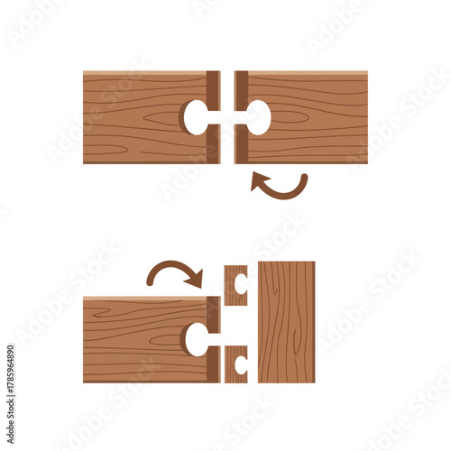 Connecting wooden boards with interlocking puzzle joints.