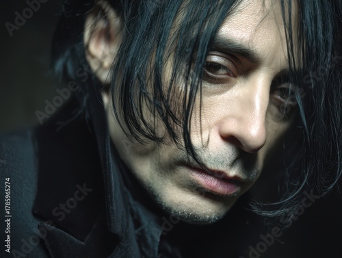 Long-haired person with int...