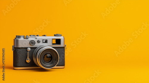 camera on yellow background