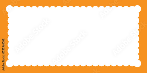 Scalloped frame with orange border and white space simple vector graphic for product display EPS vector