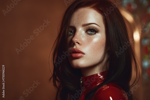 Young woman with red hair a...