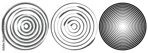 Set of concentric circle designs abstract vector shapes with varying line weights suitable for backgrounds and graphic elements EPS vector