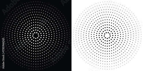 Halftone circle patterns in black and white abstract dotted vector design elements ideal for backgrounds and textures EPS vector