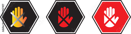 Refuse or reject icon set. stop icon vector  .Set stop red and black sign icon.do not enter sign
