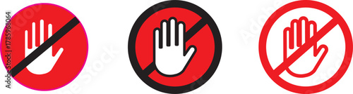 Refuse or reject icon set. stop icon vector  .Set stop red and black sign icon.do not enter sign
