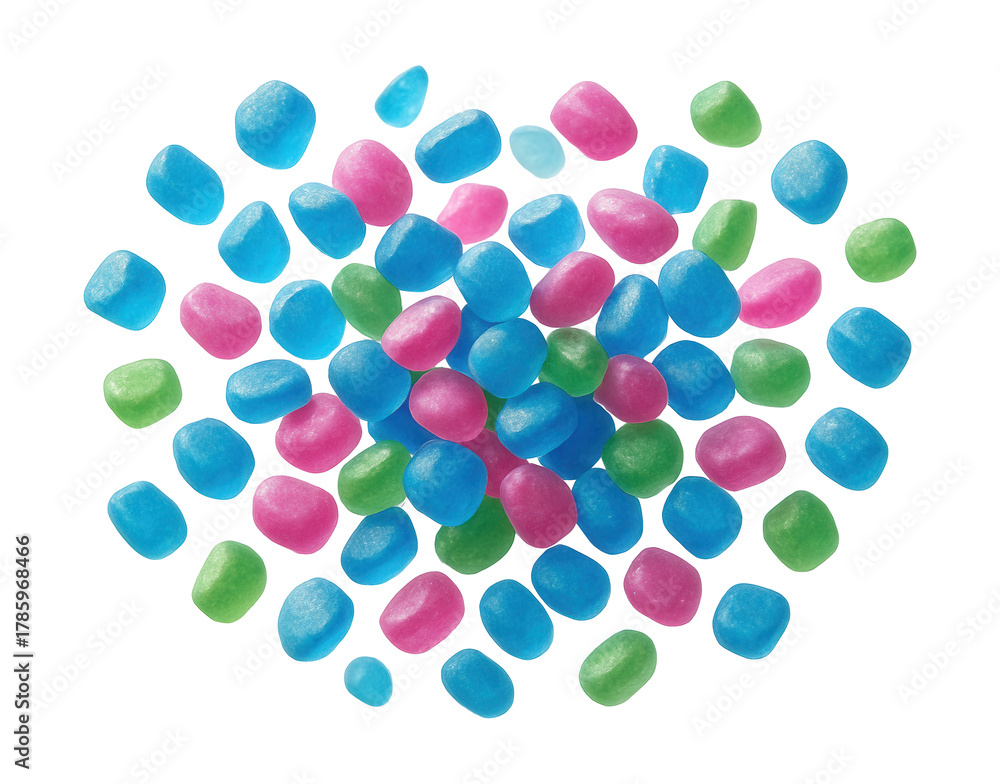 Fototapeta premium Colored dishwasher salt granules for better visibility and precise dosing in low light.