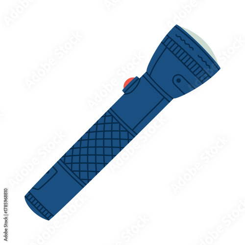 Flashlight as Police Equipment and Professional Policeman Object Vector Illustration