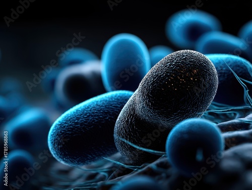 Close-up of various glowing...