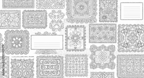 Vintage Lace Doilies and Blank Labels Pattern.