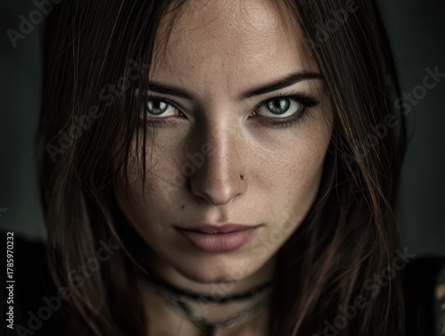 Intense gaze from a person ...