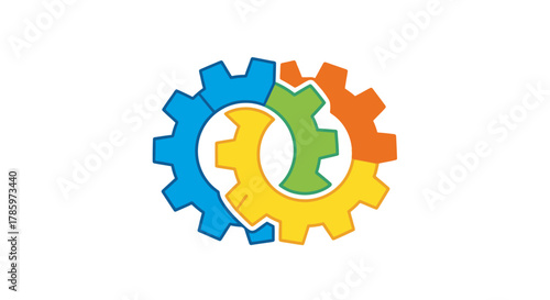 Colorful gears interlocking, representing teamwork and collaboration.