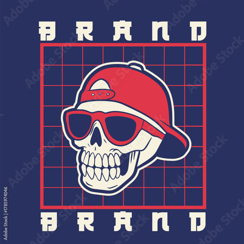 White Skull Wearing Backwards Cap.