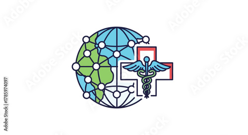 Global Healthcare Network and Medical Symbol Icon.