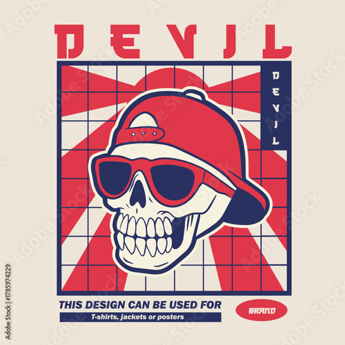 White Skull Wearing Backwards Cap.