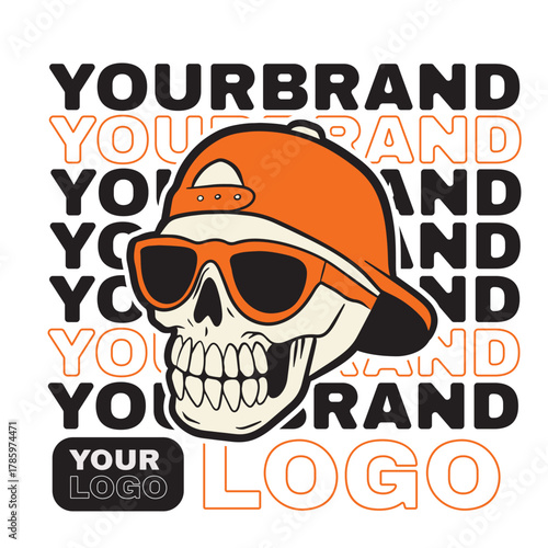 White Skull Wearing Backwards Cap.