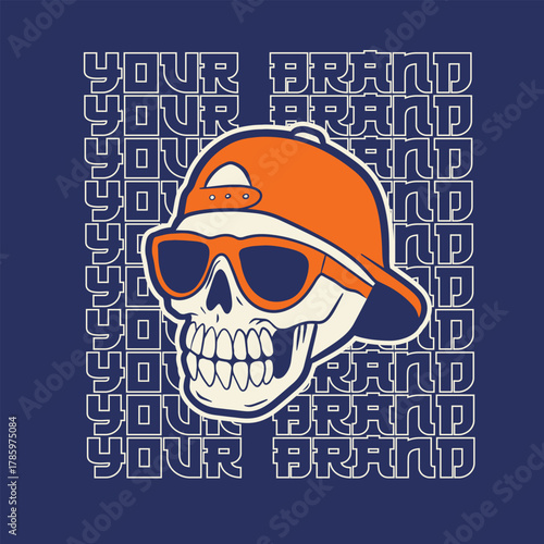 White Skull Wearing Backwards Cap.