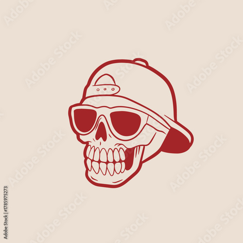 White Skull Wearing Backwards Cap.
