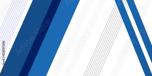 White modern abstract wide banner with blue line and geometric shapes. White and blue abstract background. flyer, Poster, Web.