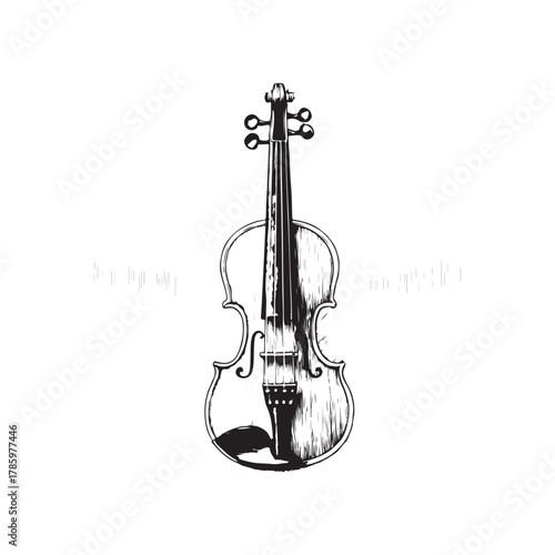 Black and white illustration, violin sketch, stringed instrument (1).eps