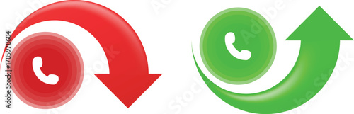 Phone call vector icons illustrating communication, contact, and connection. Ideal for mobile app design, customer service, and digital communication projects in clean, modern vector style.