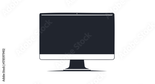 Modern dark computer monitor with a sleek stand and a camera on top isolated on a white background
