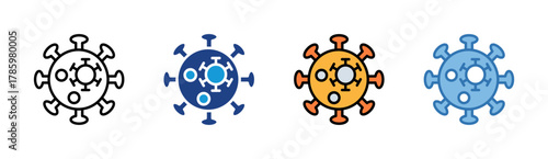 Virus icon set multiple style collection