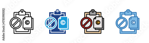 Copyright icon set multiple style collection