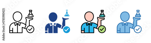Scientist icon set multiple style collection