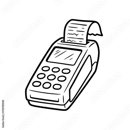 Illustration of a Point of Sale Terminal with Receipt.