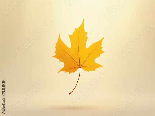 Looped animation of a single yellow maple leaf twirling and falling on transparent background