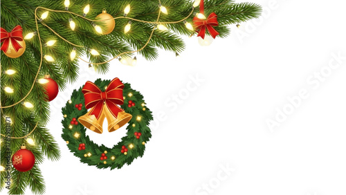 Festive Christmas Wreath & Garland Corner Decoration