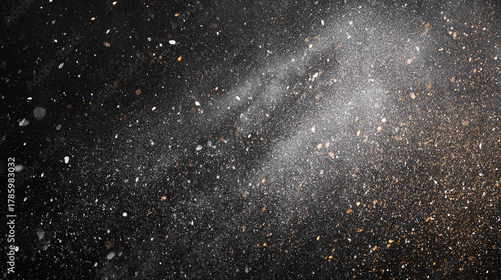 Obraz premium Abstract glittery particles floating in the dark with a magical effect, ideal for your creative projects.