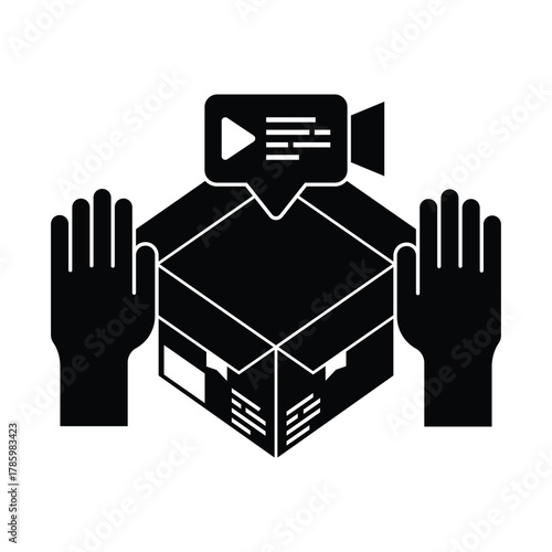 This unboxing package icon perfectly represents the excitement and process of opening a new delivery, Its versatile and modern design makes it a perfect visual element for illustrating shipping