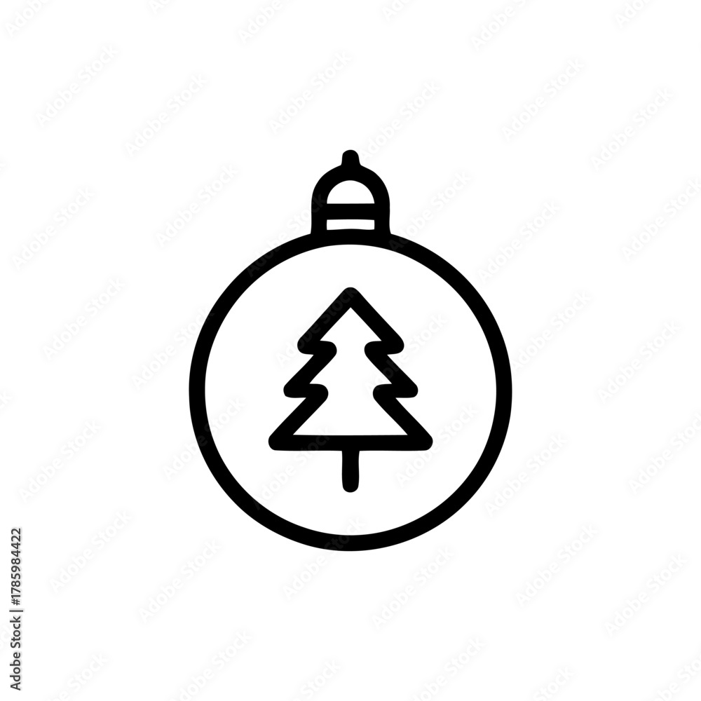 Fototapeta premium Christmas tree bauble vector icon
