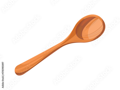 Wooden spoon, kitchenware spoon with wood grain texture