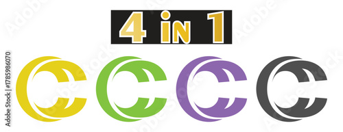 4-in-1 Letter C Circular Logo Icon Set