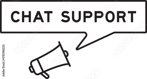 Megaphone icon with speech bubble in word chat suport on white background